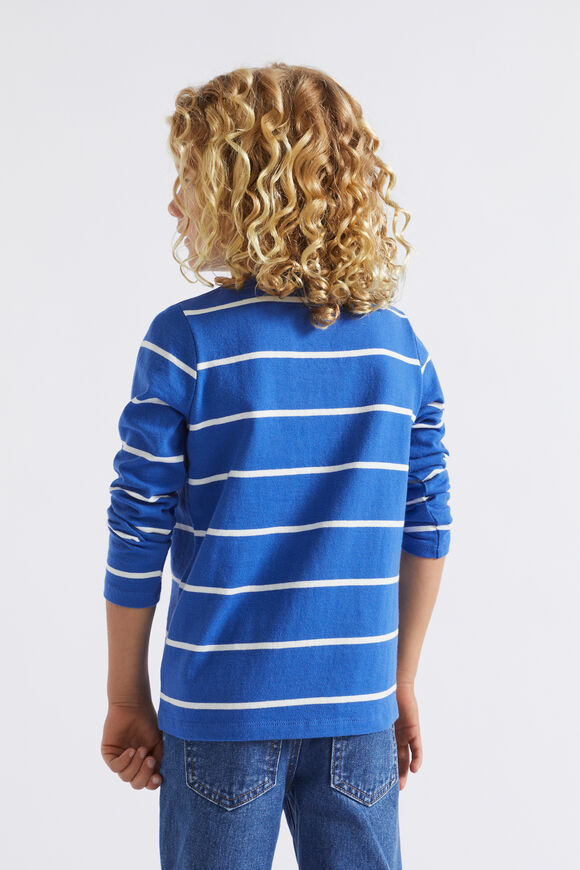Core Logo Rugby Tee   True Cobalt Stripe  hi-res