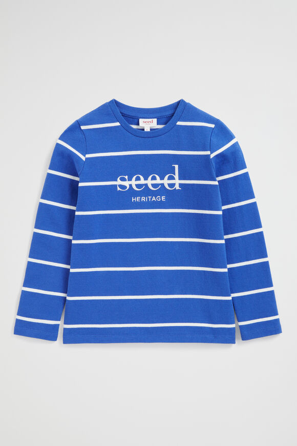 Core Logo Rugby Tee   True Cobalt Stripe  hi-res