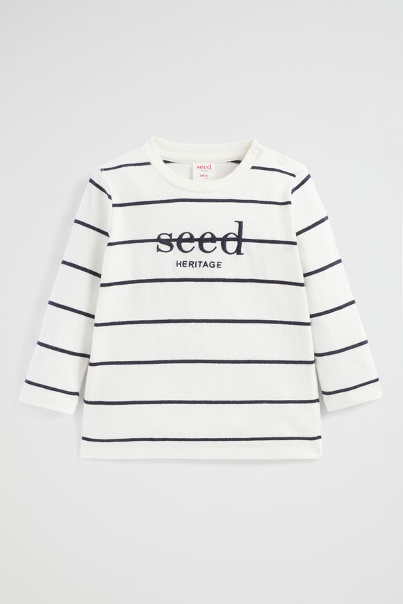 Core Logo Rugby Tee   Canvas Stripe  hi-res