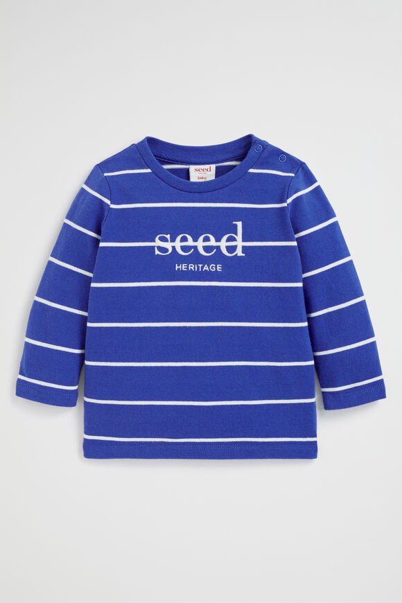 Core Logo Rugby Tee   True Cobalt Stripe  hi-res