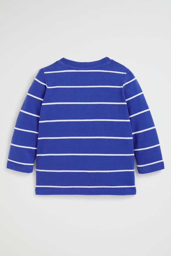 Core Logo Rugby Tee   True Cobalt Stripe  hi-res