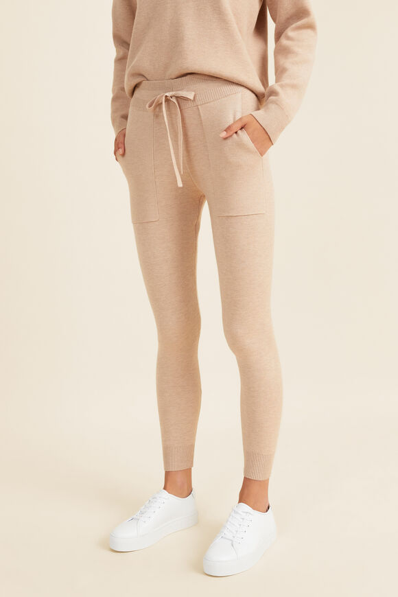 Double Knit Trackpant   Champagne Beige Marle  hi-res
