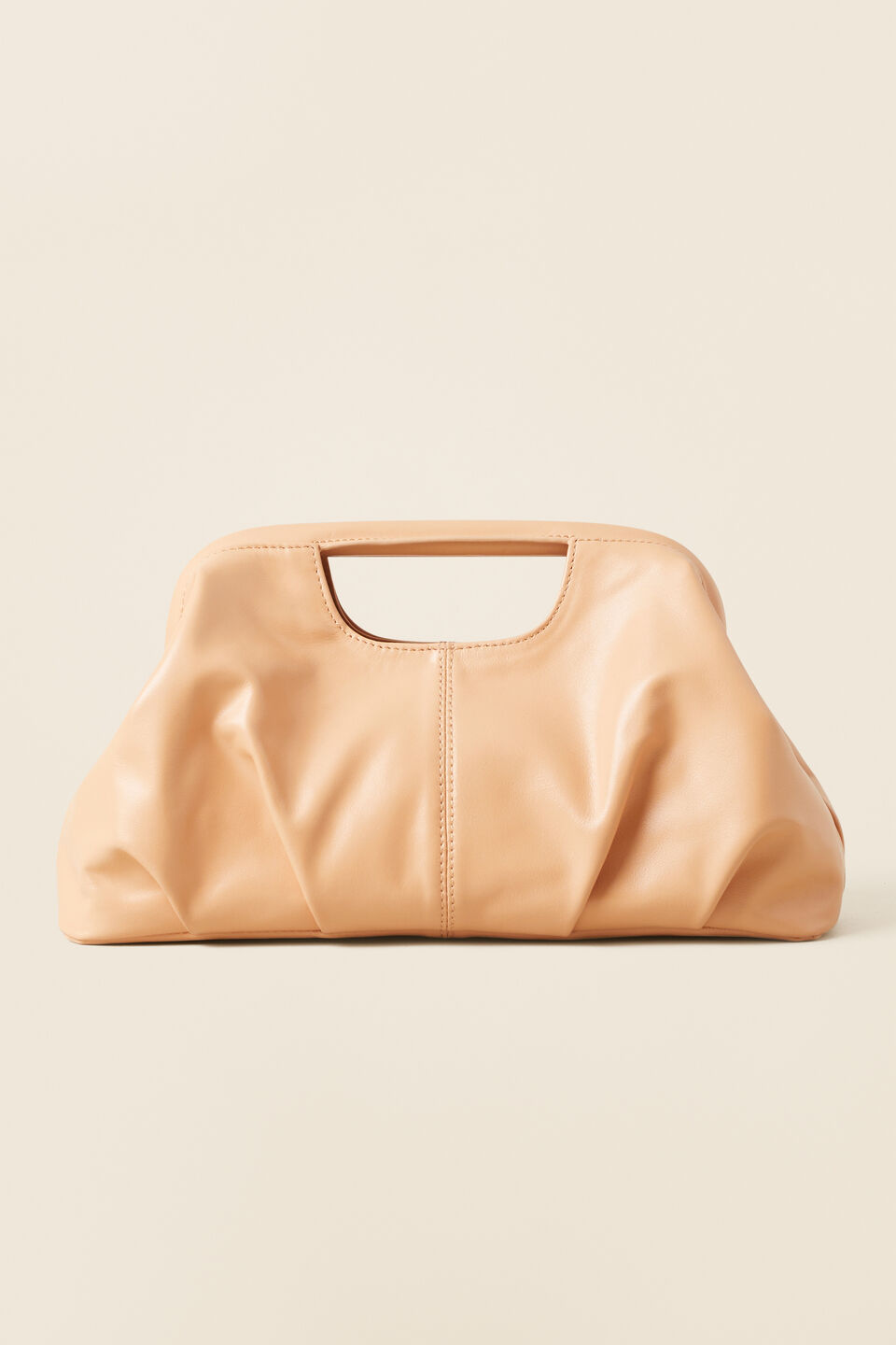 Framed Leather Clutch  Light Ginger