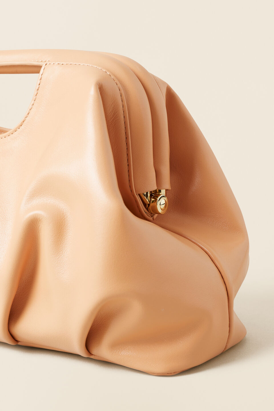 Framed Leather Clutch  Light Ginger