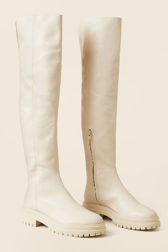 Lara Leather Knee High Boot  Vanilla  hi-res