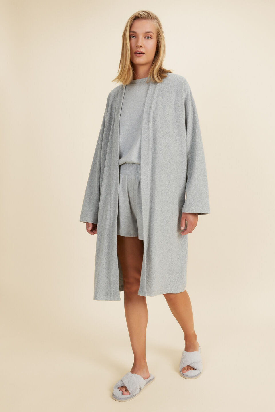 Cotton Terry Robe  Grey Marle