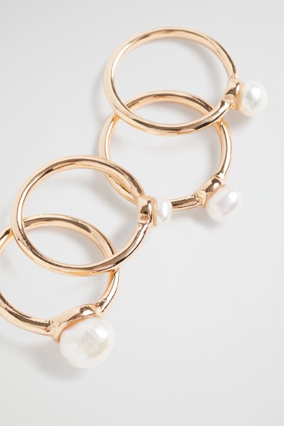 Pearl Ring Set  Gold  hi-res
