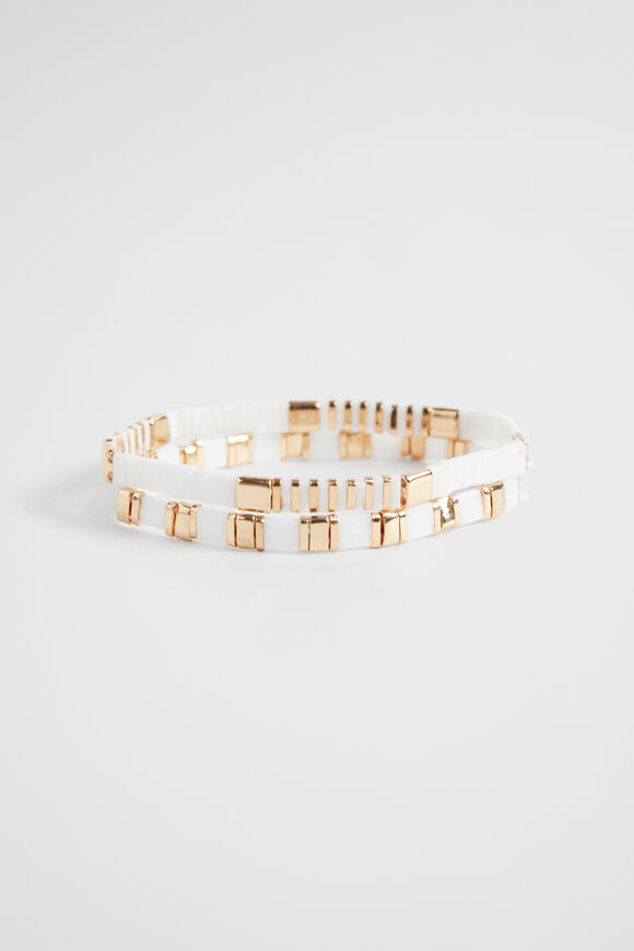 Beaded Bracelet Pack  White Gold  hi-res