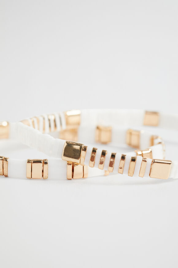 Beaded Bracelet Pack  White Gold  hi-res