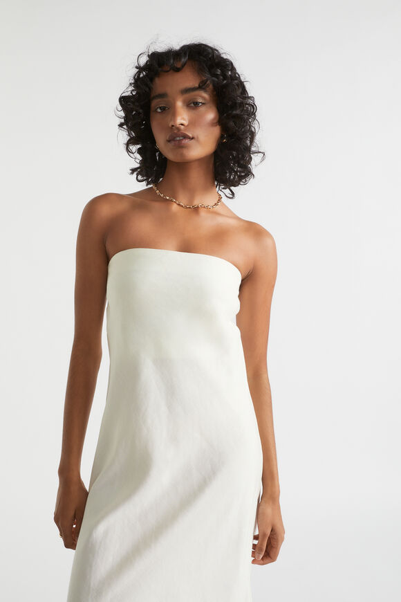 Linen Blend Strapless Maxi Dress  Cloud Cream  hi-res