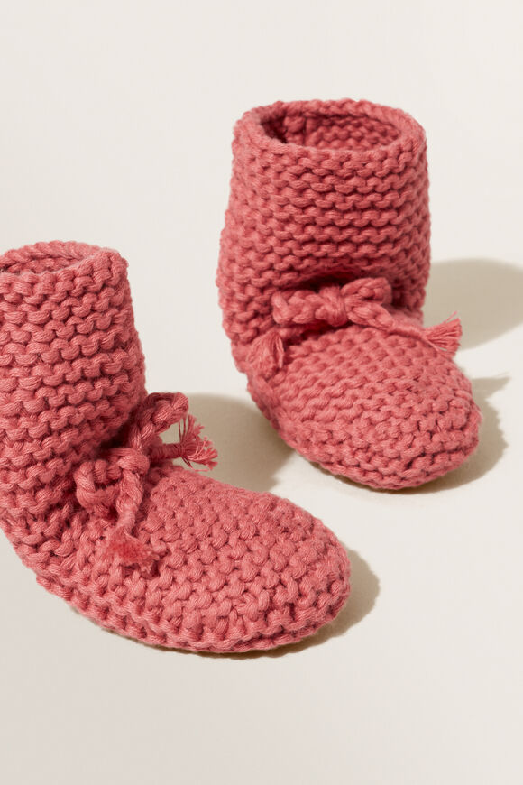 Pearl Knitted Bootie  Strawberry Jam  hi-res