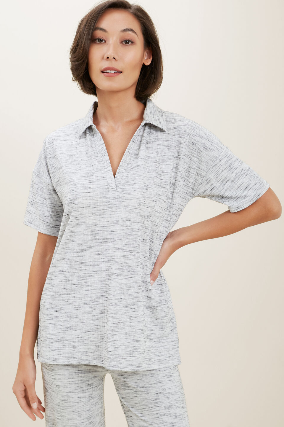 Spacedye Polo Top  Stormy Grey Spacedye