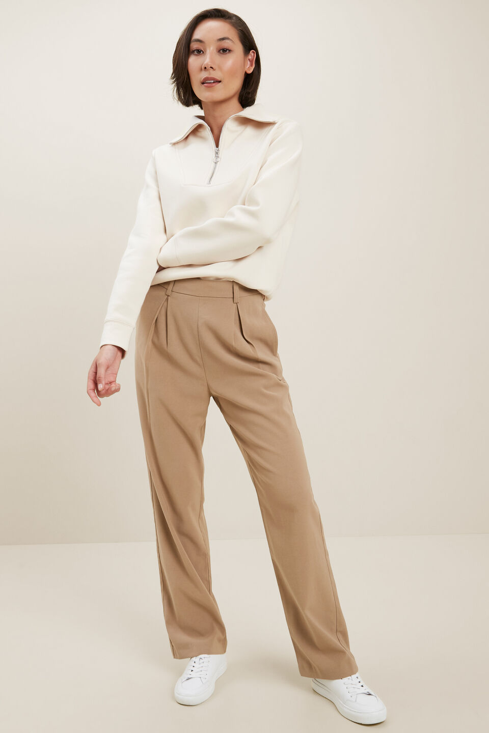 Funnel Neck Sweater  Pebble Cream