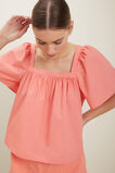 Poplin Square Neck Blouse  Coral Rose  hi-res