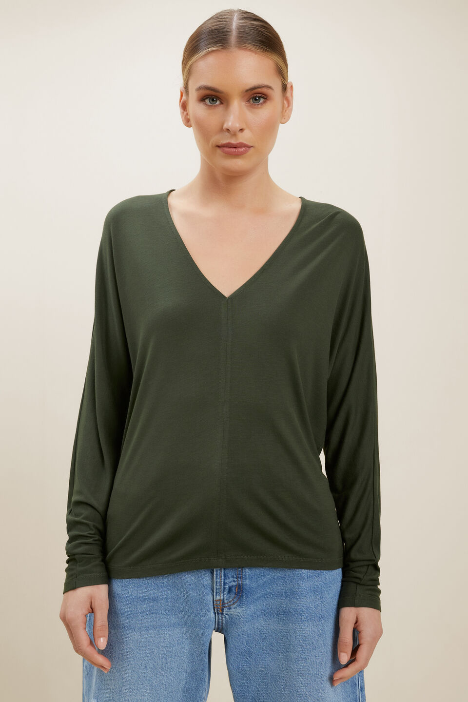 Modal V Neck Top  Basil