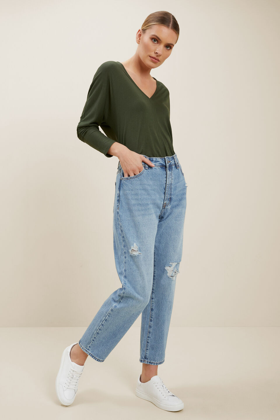 Modal V Neck Top  Basil