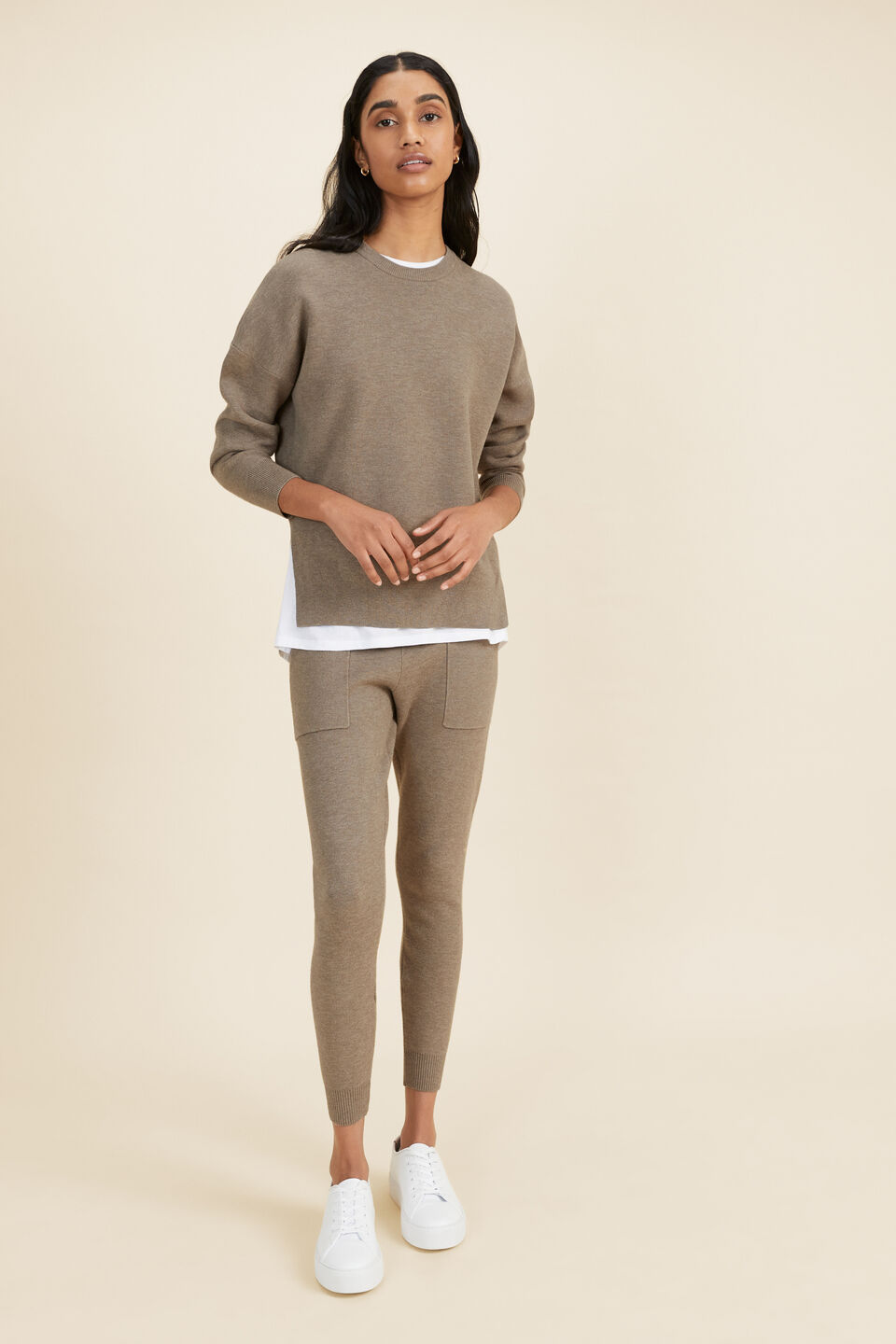 Hi-Low Sweater  Biscuit Marle