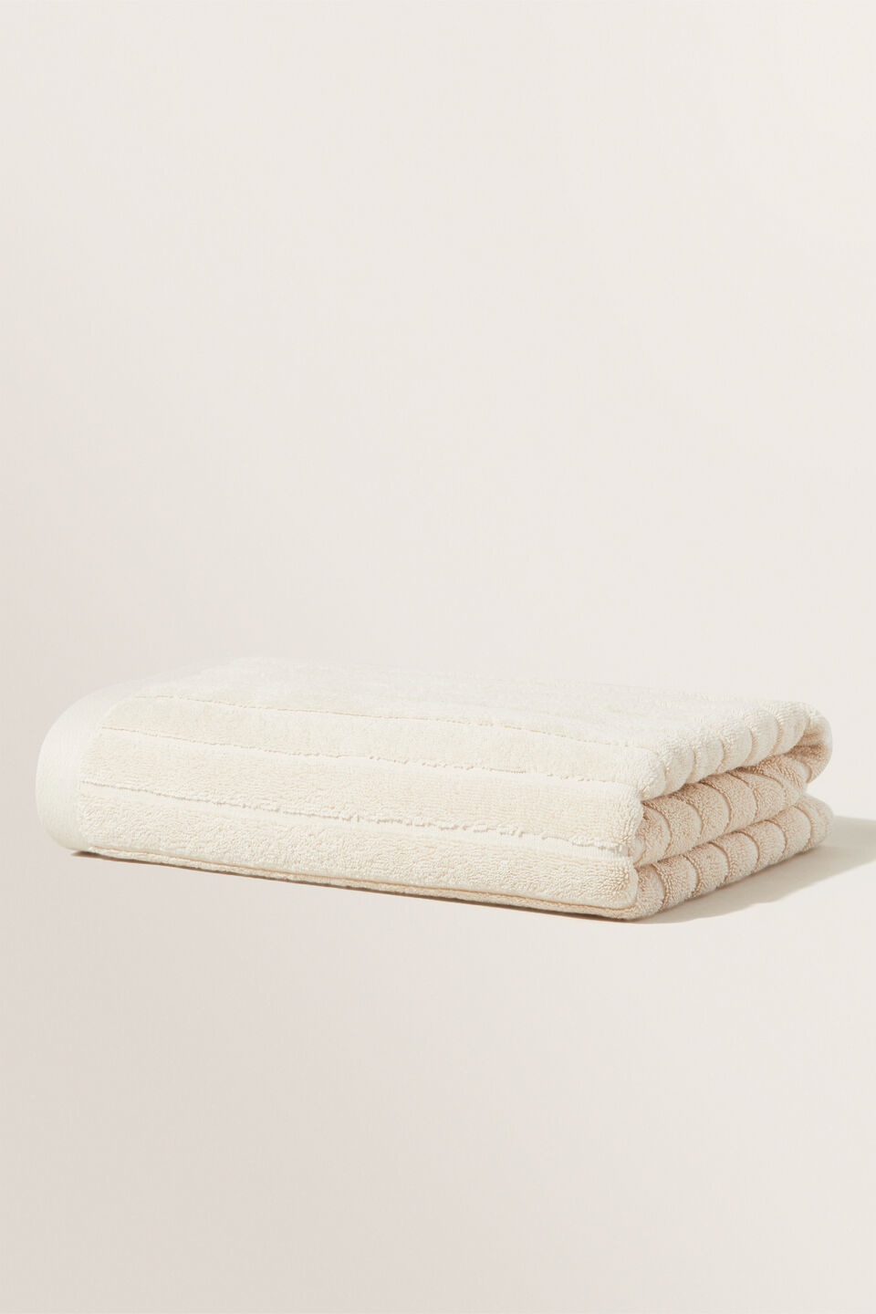 Cotton Stripe Bath Towel   Ivory Cream
