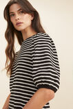 Stripe Puff Sleeve Mini Dress  Black Oat Stripe  hi-res