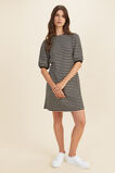 Stripe Puff Sleeve Mini Dress  Black Oat Stripe  hi-res
