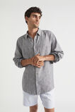 Mens Linen Shirt   Midnight Stripe  hi-res