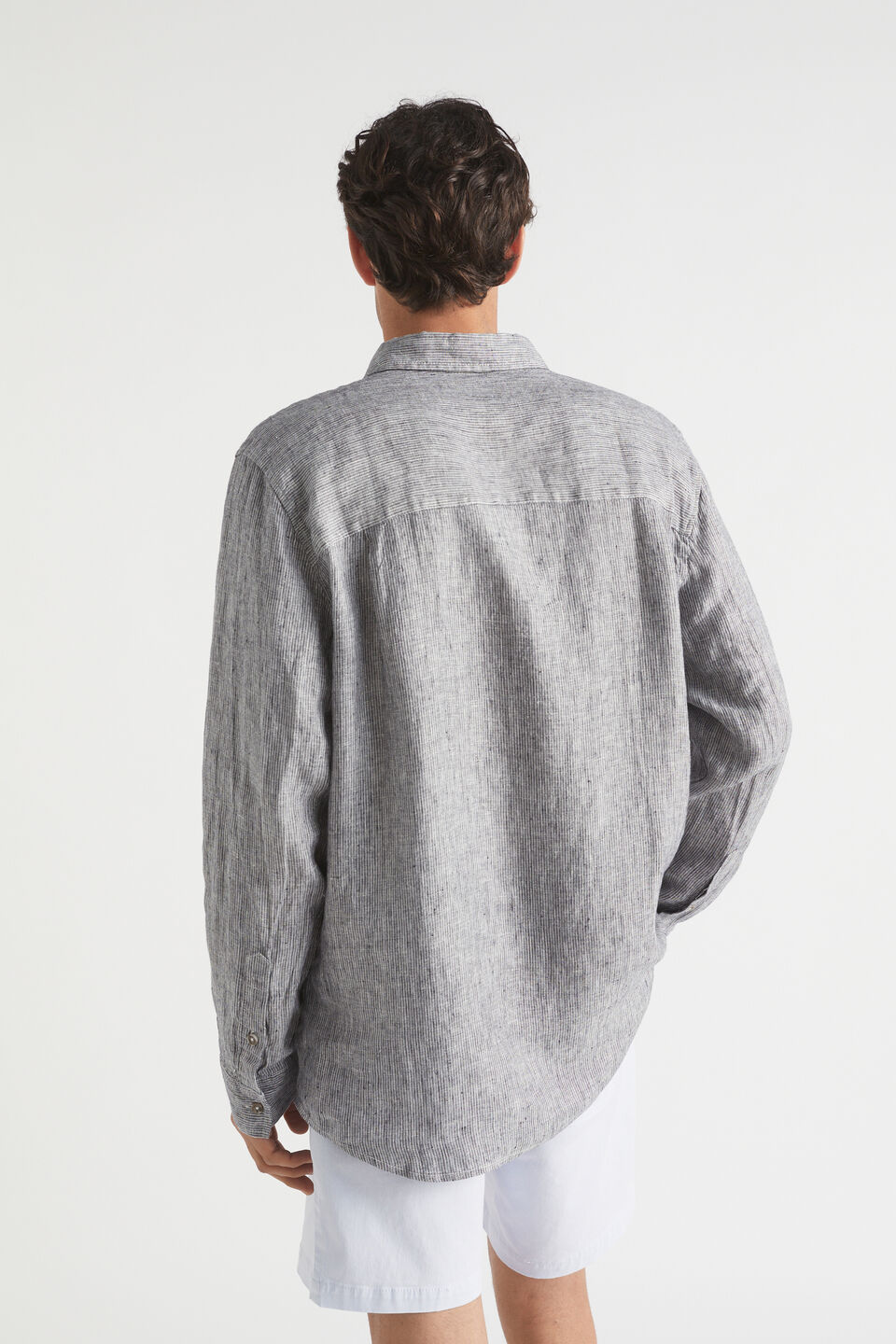 Mens Linen Shirt   Midnight Stripe
