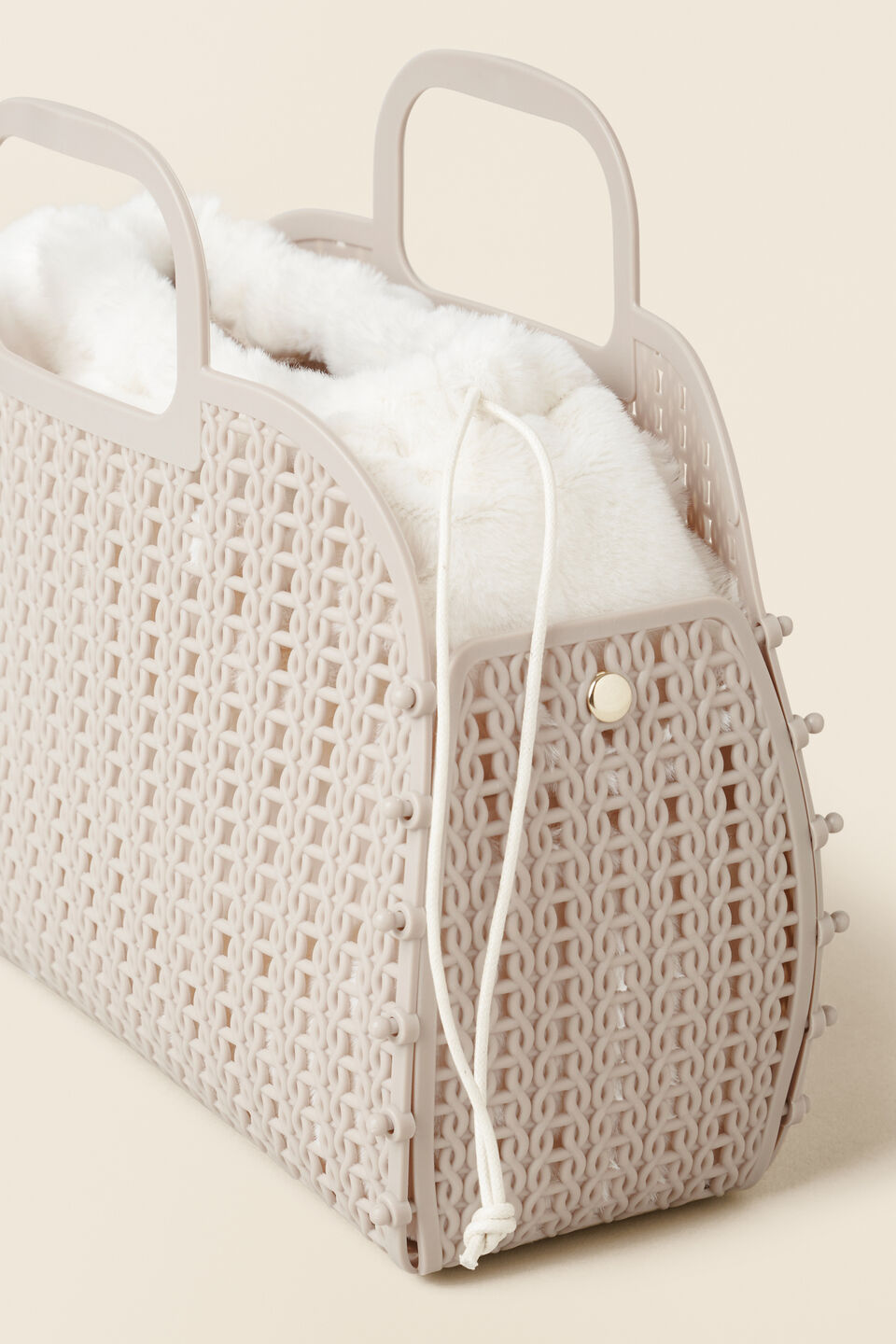 Faux Fur Basket  Multi