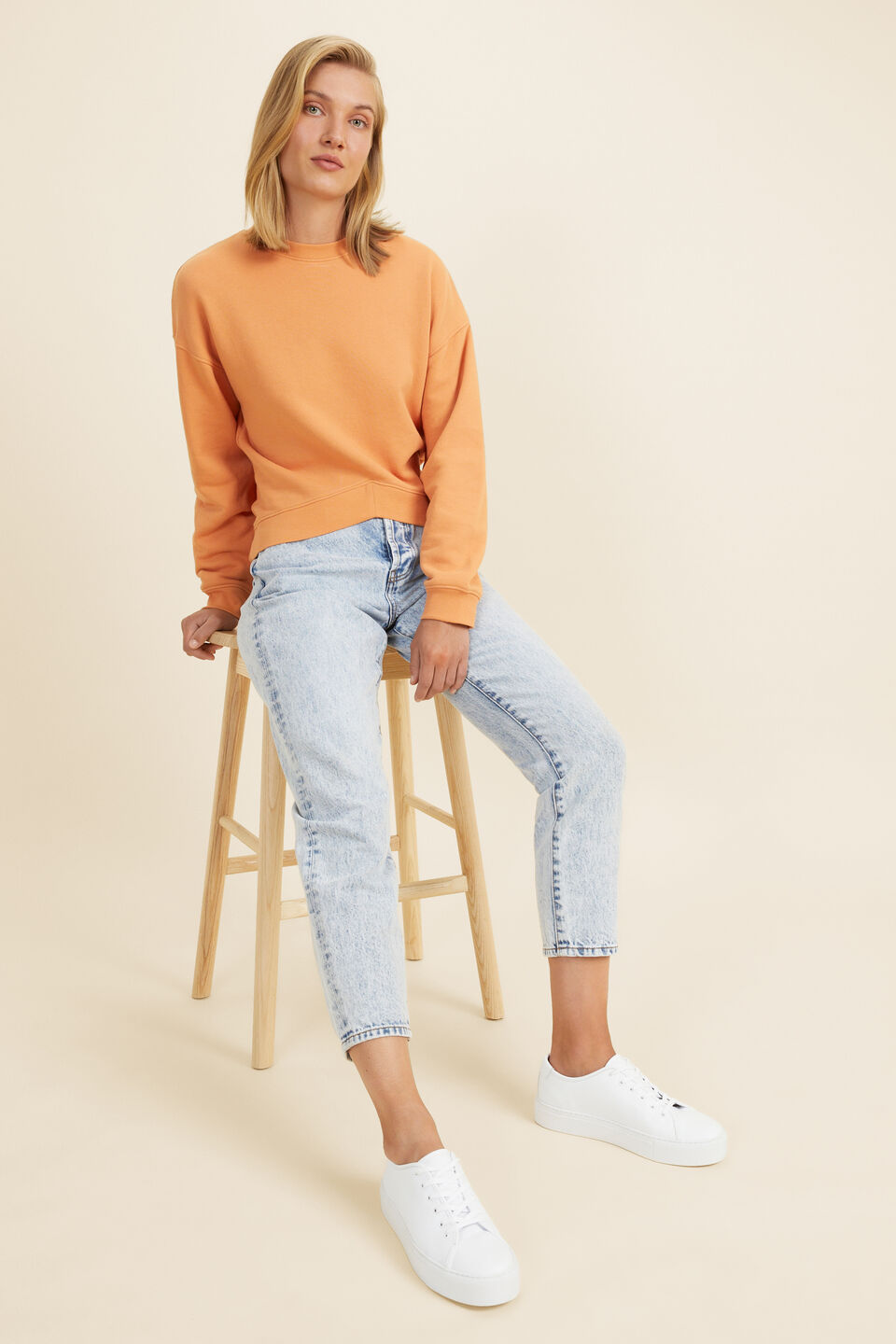 Chevron Hem Sweat  Dark Apricot