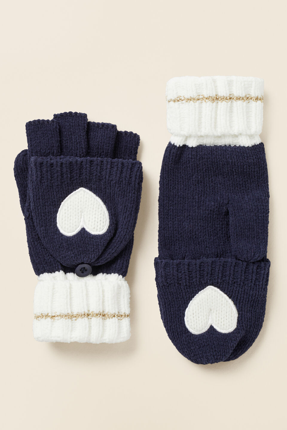 Heart Mittens  Midnight