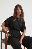 Textured Tie Waist Top  Black  hi-res