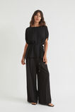 Textured Tie Waist Top  Black  hi-res