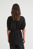 Textured Tie Waist Top  Black  hi-res