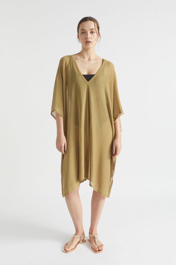 Stripe Knit Poncho  Deep Bronze  hi-res