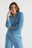 Zip Through Funnel Neck Cardigan  Soft Cobalt Marle  hi-res