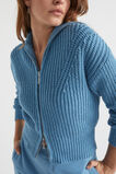 Zip Through Funnel Neck Cardigan  Soft Cobalt Marle  hi-res