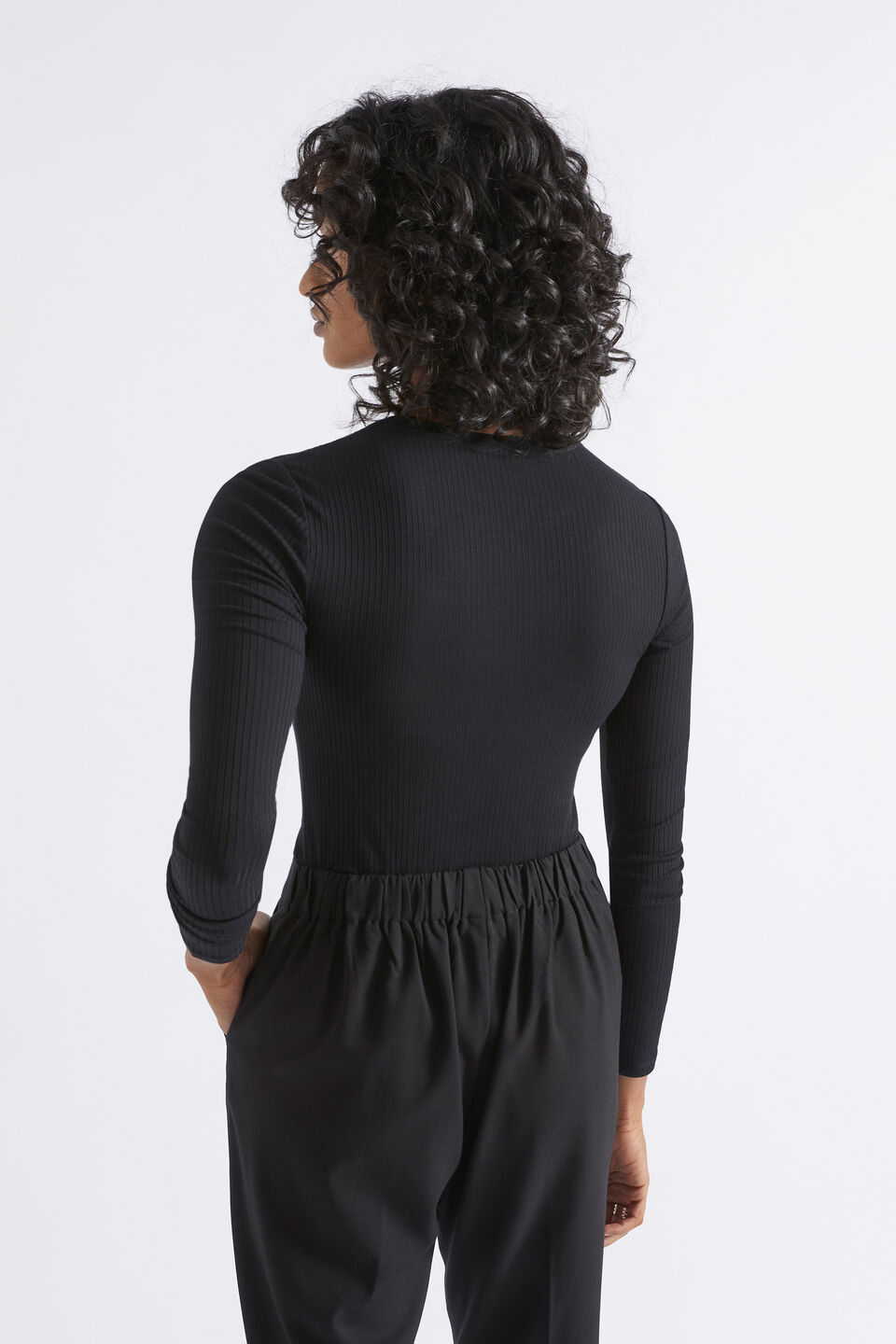 Core Rib Crew Neck Top  Black