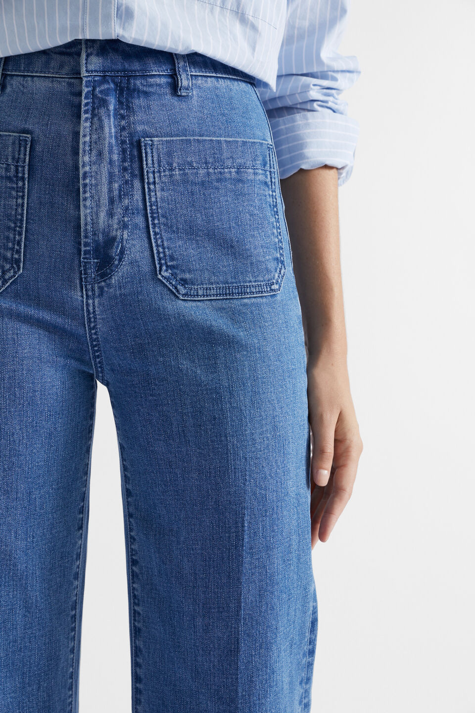 Core Wide Leg Pocket Jean  French Blue Denim