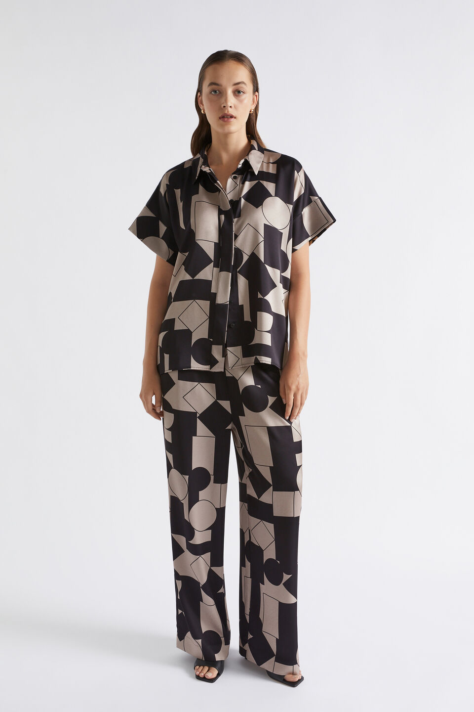 Abstract Geo Satin Pant  Light Storm Abstract