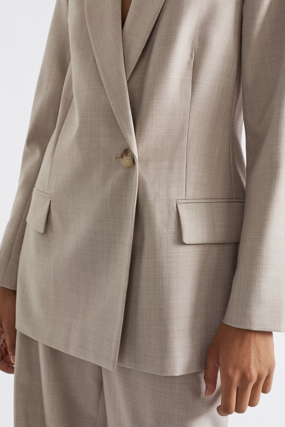 Wool Blend Relaxed Blazer  Light Storm Crossdye