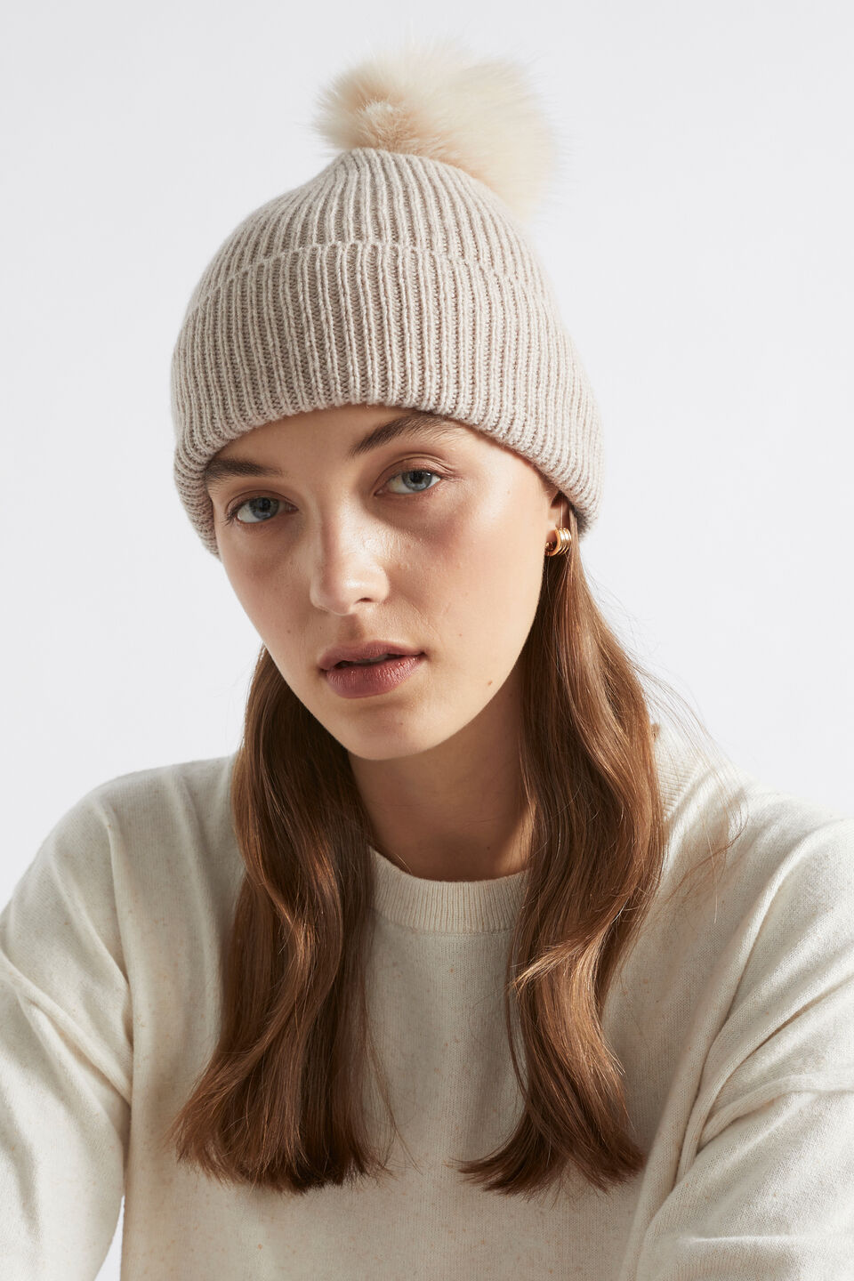 Pom Pom Beanie  Light Storm