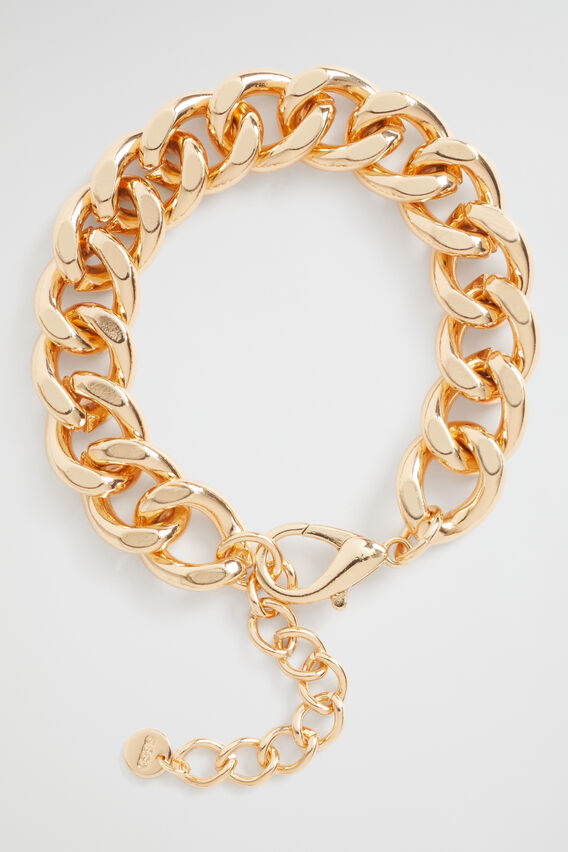 Flat Curb Chain Bracelet  Gold  hi-res