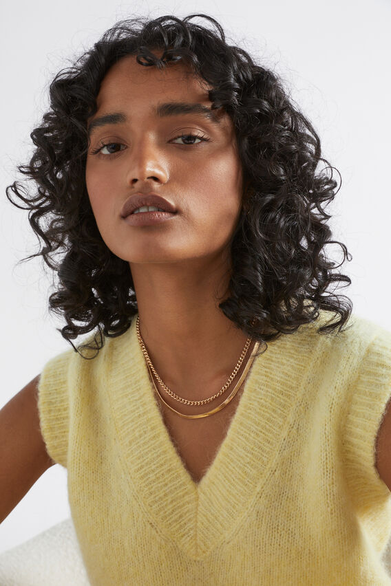 Mini Curb Chain Necklace  Gold  hi-res