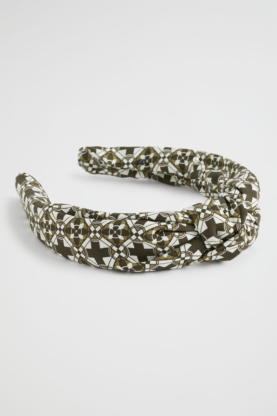 Mini Geo Knot Headband  Dark Fern Geo