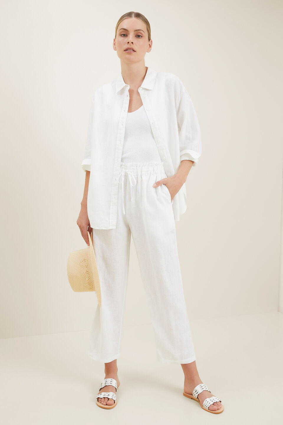 Linen Boyfriend Shirt  Whisper White