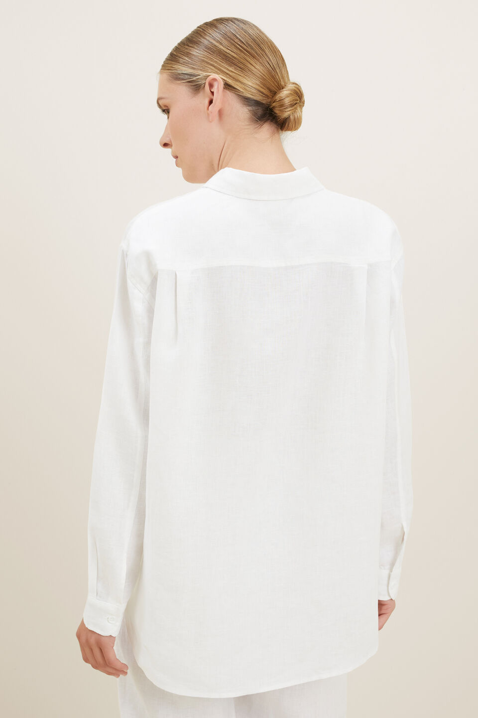 Linen Boyfriend Shirt  Whisper White