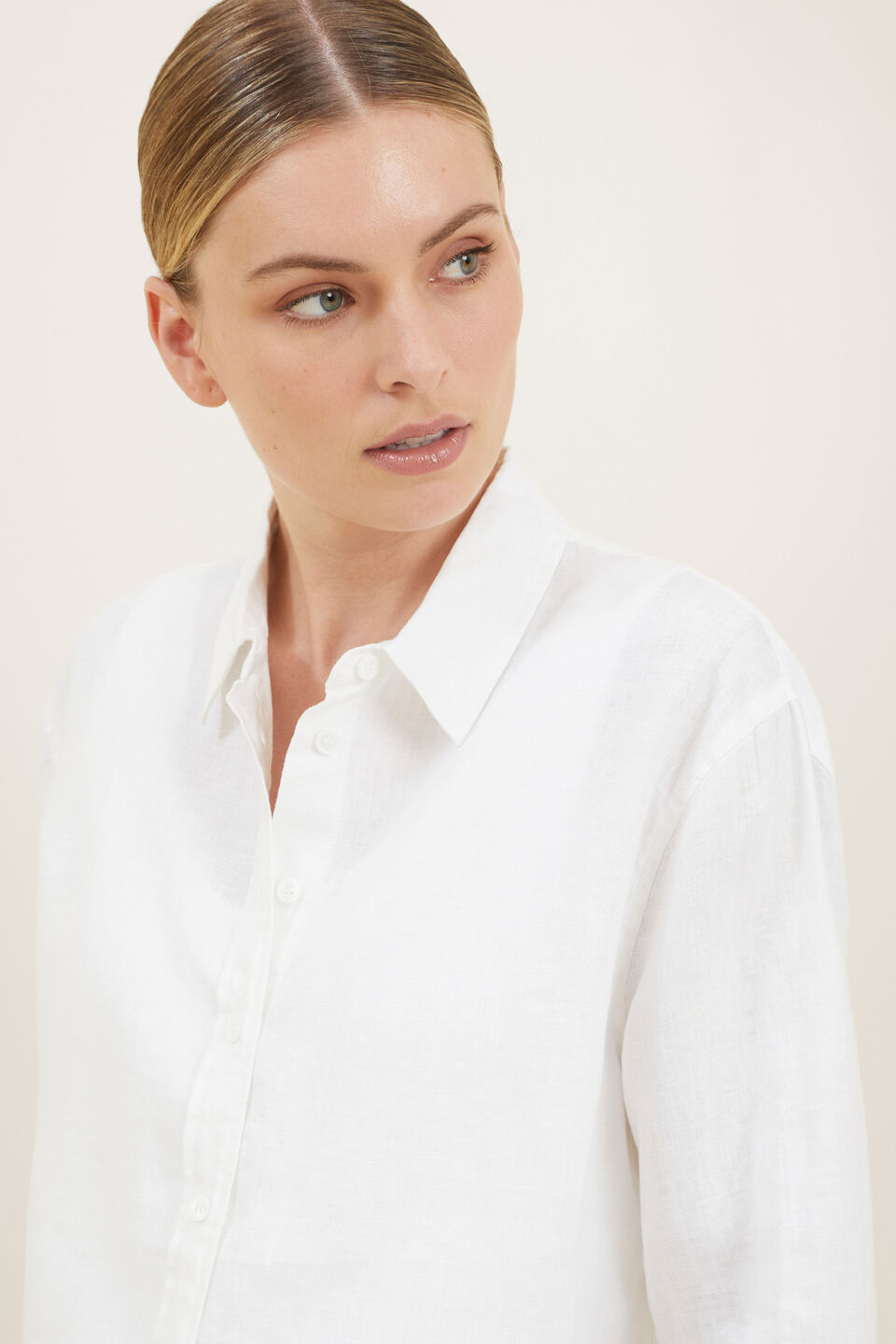 Linen Boyfriend Shirt  Whisper White