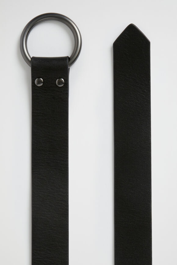 Ava Leather Ring Belt  Black  hi-res
