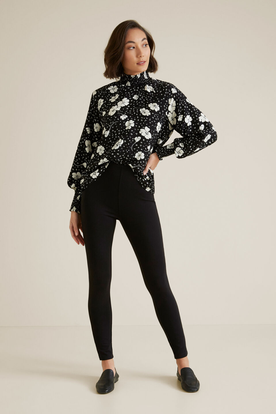 Shirred Floral Blouse  