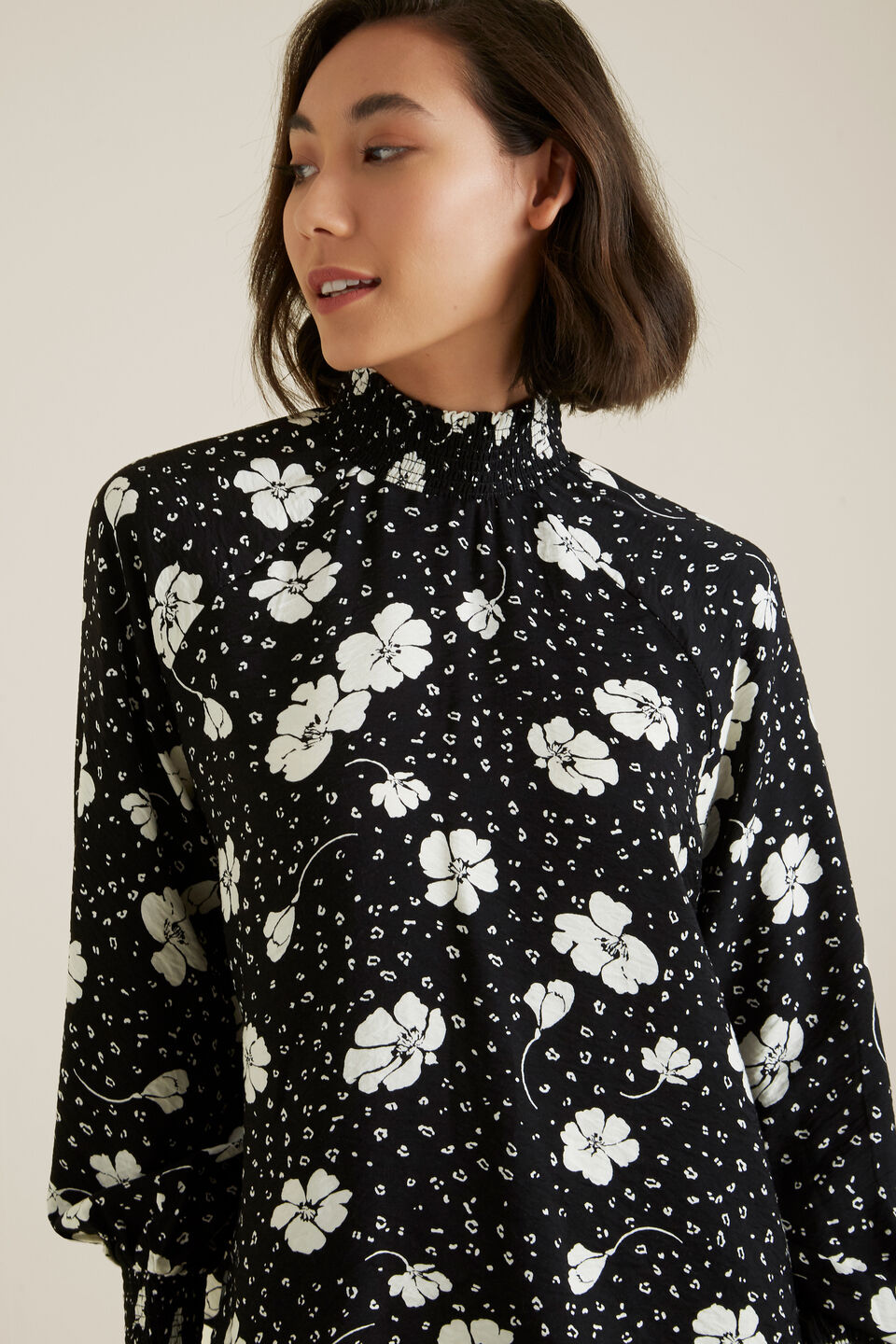 Shirred Floral Blouse  