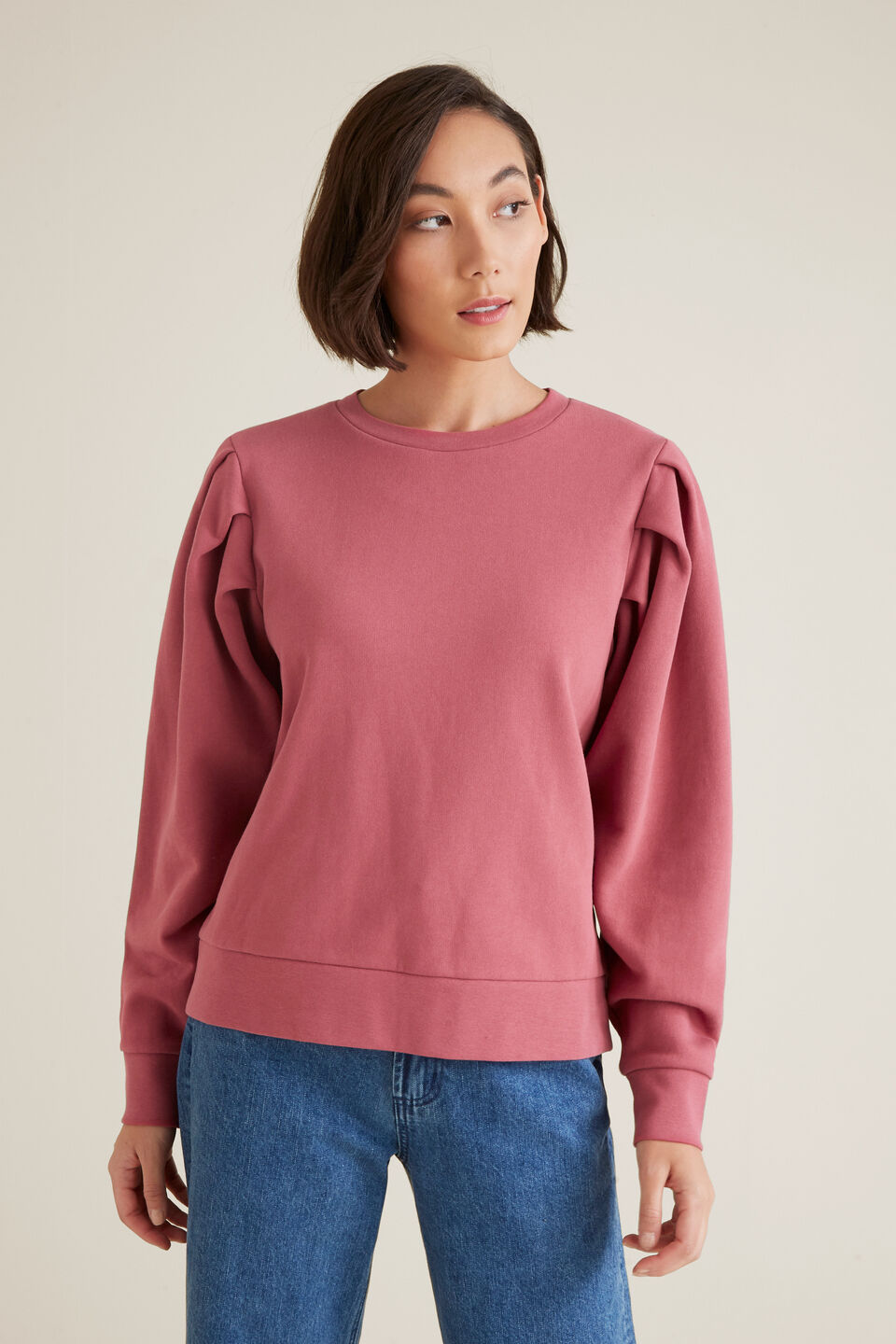 Tuck Detail Blouson Sweater  